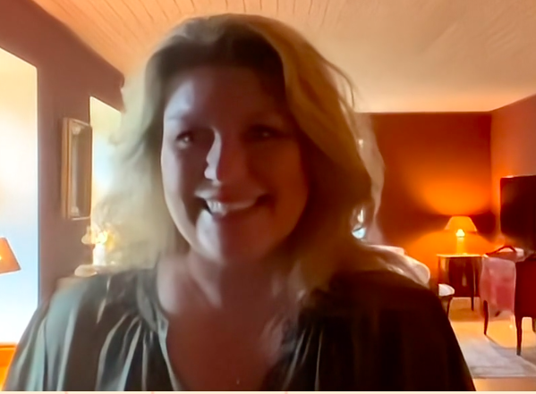 Susanne is interviewed in television sitting in her home