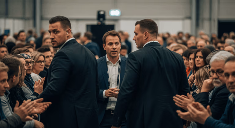 Close protection and tactical security team protecting a high-profile client